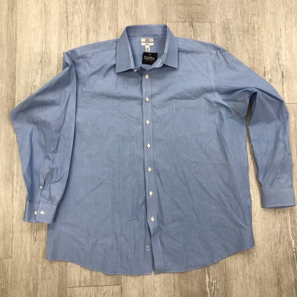 Croft & Barrow Men's Long Sleeve Button Up Blue Shirt - Size 19, 38/9T